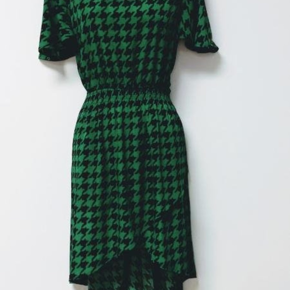 Green High Low Short Sleeve Dress
